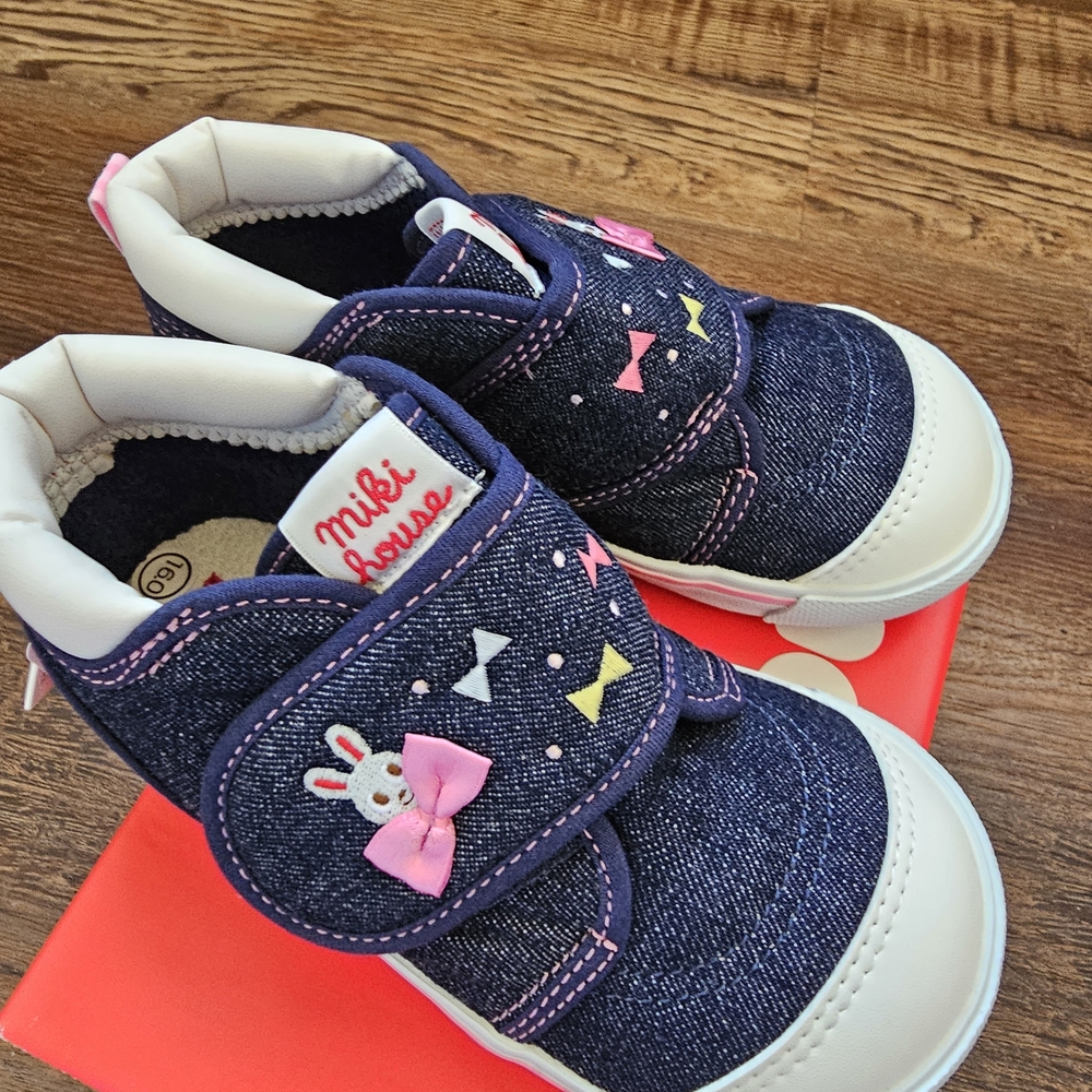 Miki House Navy and White Baby Walker sneaker - Picture 2 of 7